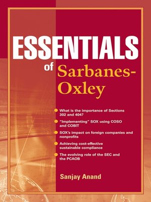 cover image of Essentials of Sarbanes-Oxley